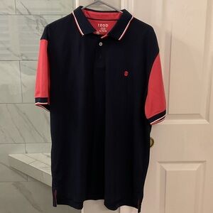 IZOD Men's Polo Shirt in Navy and Coral